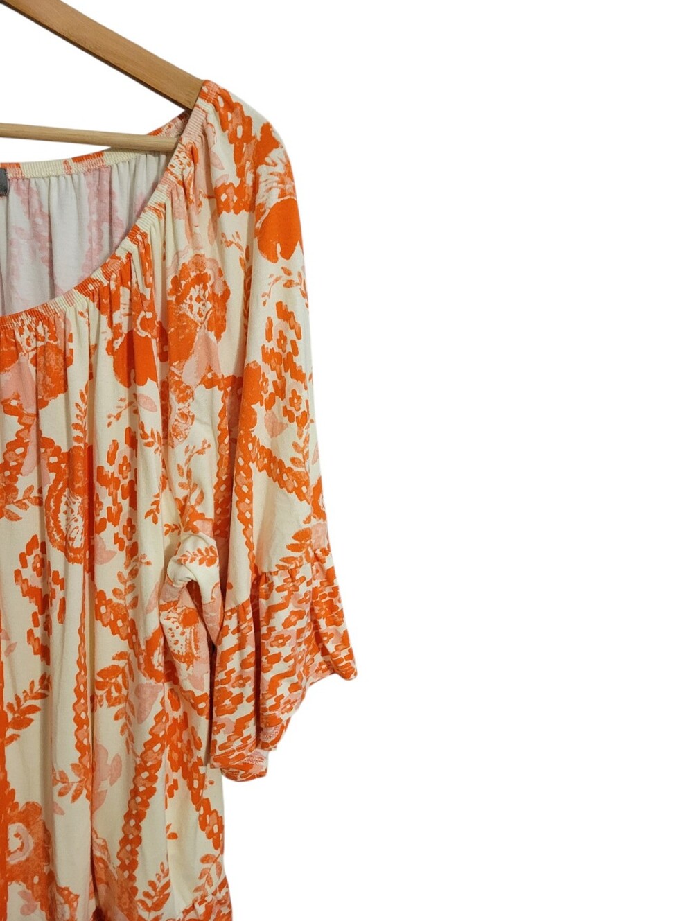 Style & Co Orange Floral Boho Top - Picture 2 of 6